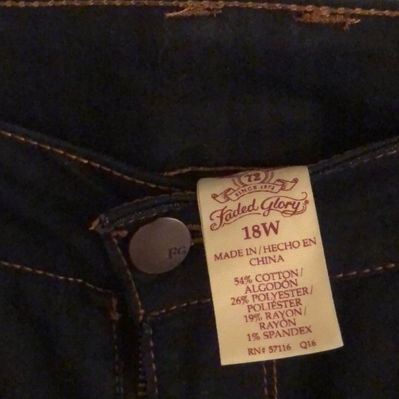 Faded glory plus size denim Sz 18w boot cur. - Picture 2 of 3